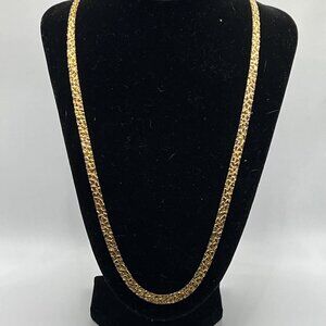 Vintage 80s Gold Tone Textured Link Necklace